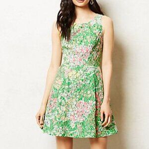 Anthropologie Lace Verbena Dress Green Floral Sleeveless
